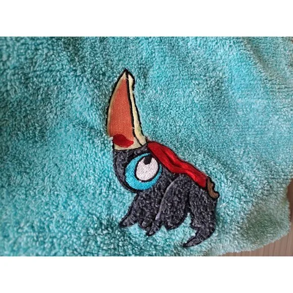 Bedtime Stories Turquoise Terry Cloth Robe Monkey Toucan Embroidery Women's 2X - Picture 3 of 11